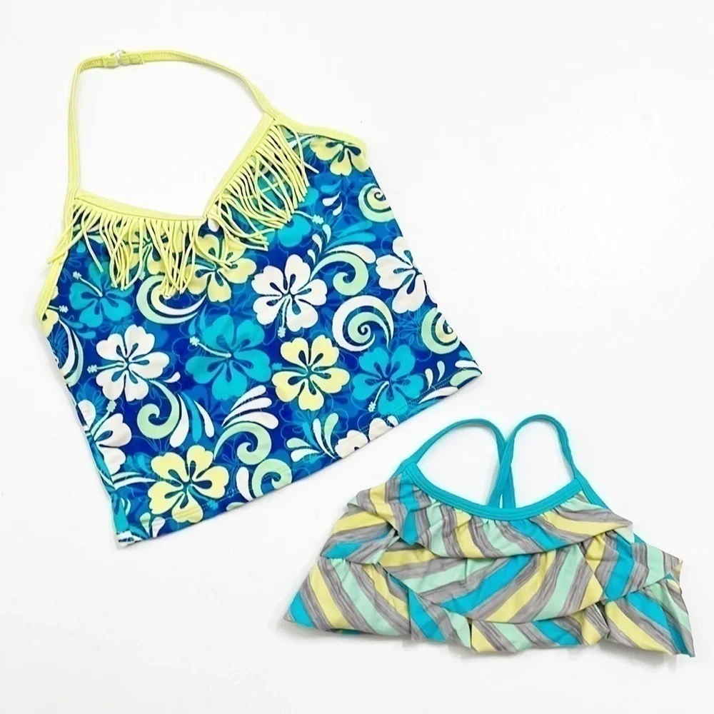 Set of girls swim tops